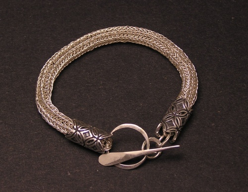 Handknitted silverplated bracelet