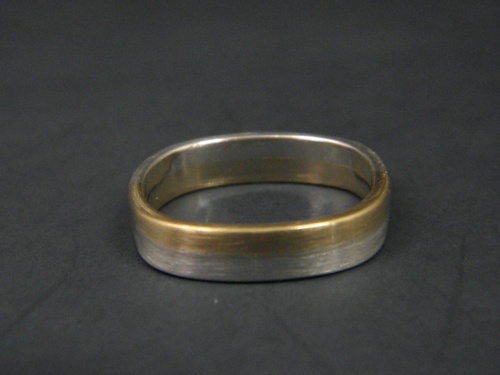 Sterling and 14kt sqaure ring band
